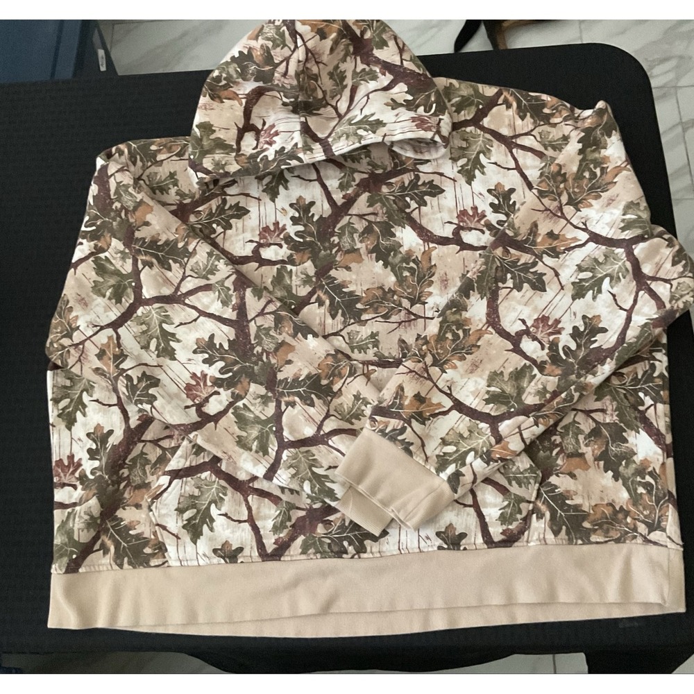 Original Use Hoodie Mens XL Beige Camo Tree Branch Fleece Pullover Sweatshirt